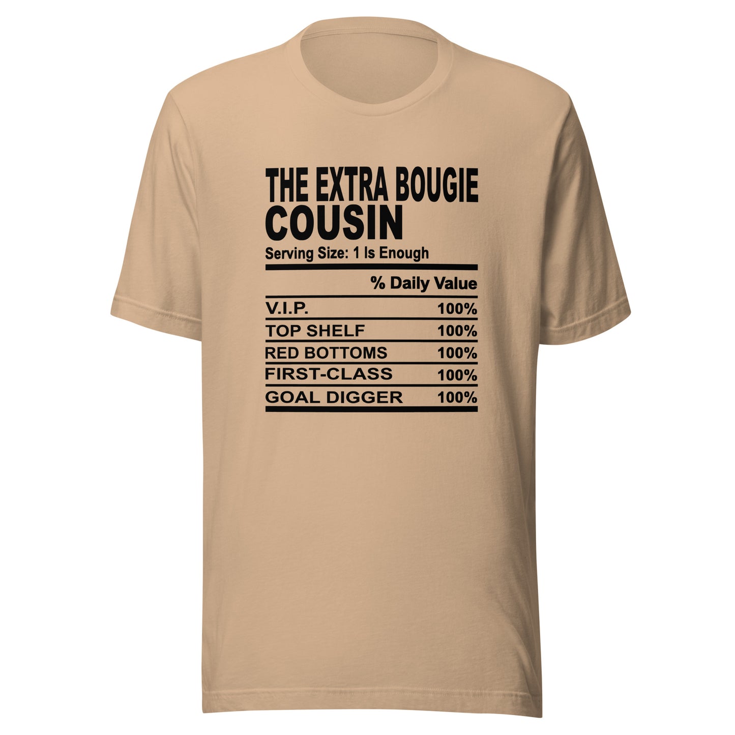 THE EXTRA BOUGIE COUSIN - 2XL-3XL - Unisex T-Shirt (black print)