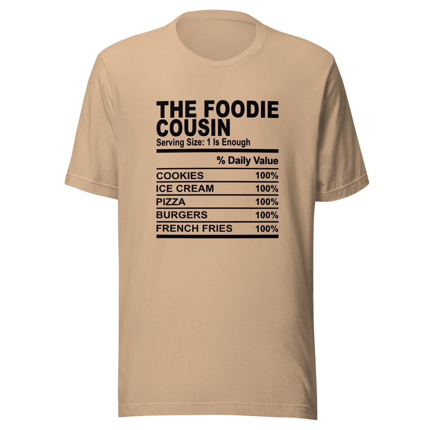 THE FOODIE COUSIN - S-M - Unisex T-Shirt (black print)