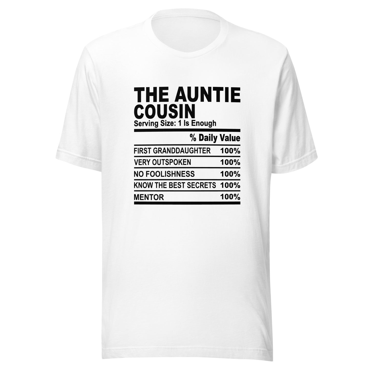 THE AUNTIE COUSIN - L-XL - Unisex T-Shirt (black print)
