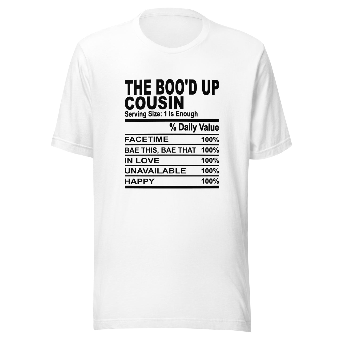 THE BOO'D UP COUSIN - L-XL - Unisex T-Shirt (black print)