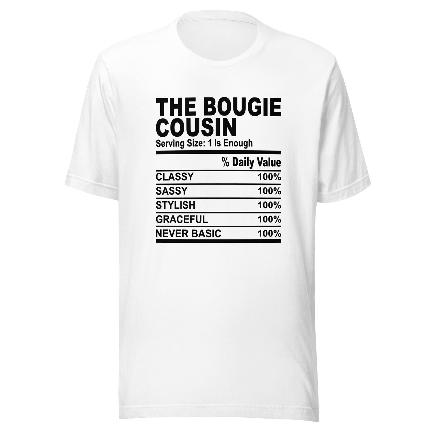 THE BOUGIE COUSIN - S-M - Unisex T-Shirt (black print)
