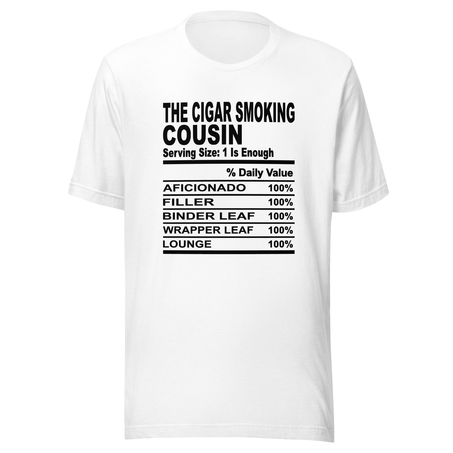 THE CIGAR SMOKING COUSIN - L-XL - Unisex T-Shirt (black print)