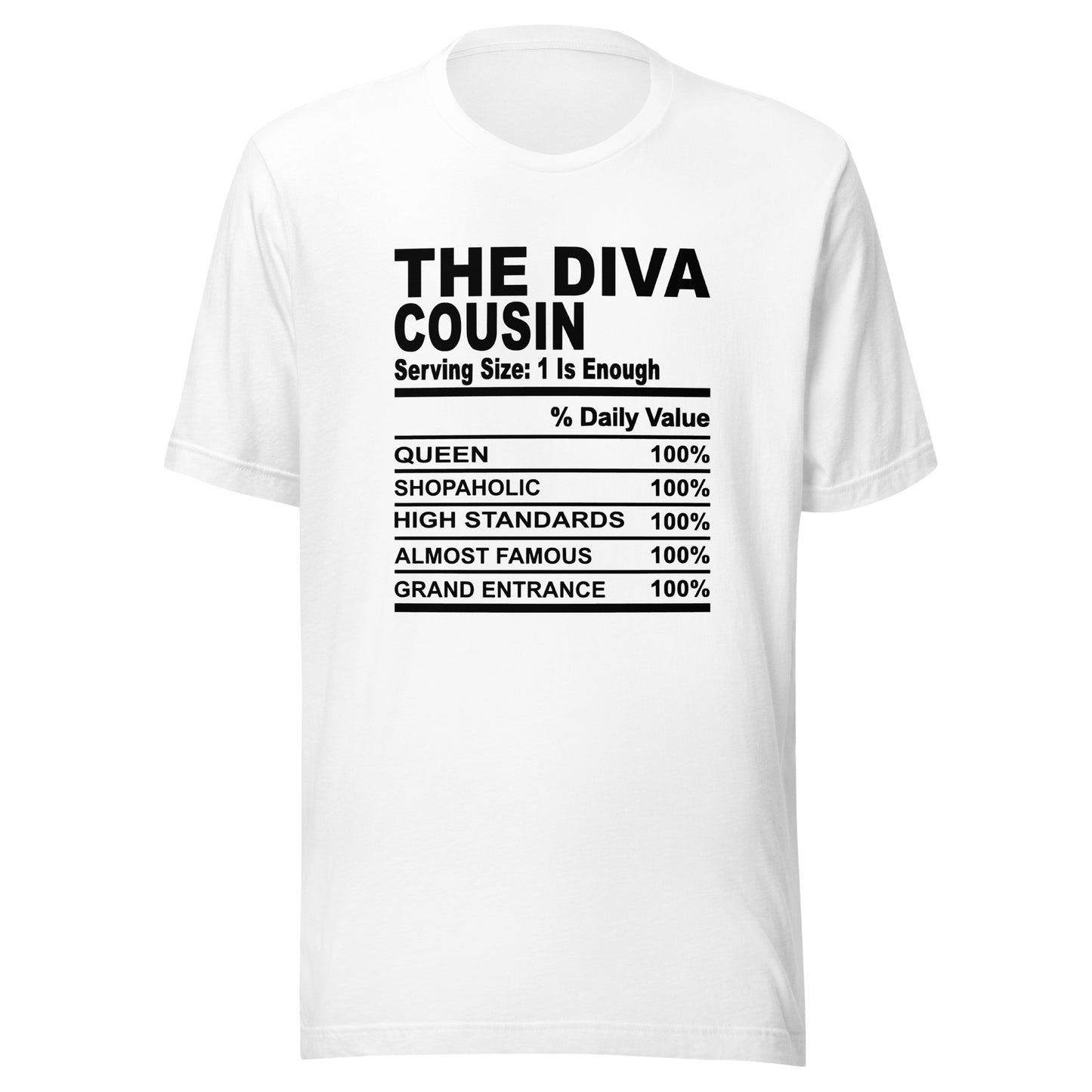 THE DIVA COUSIN - 2XL-3XL - Unisex T-Shirt (black print)