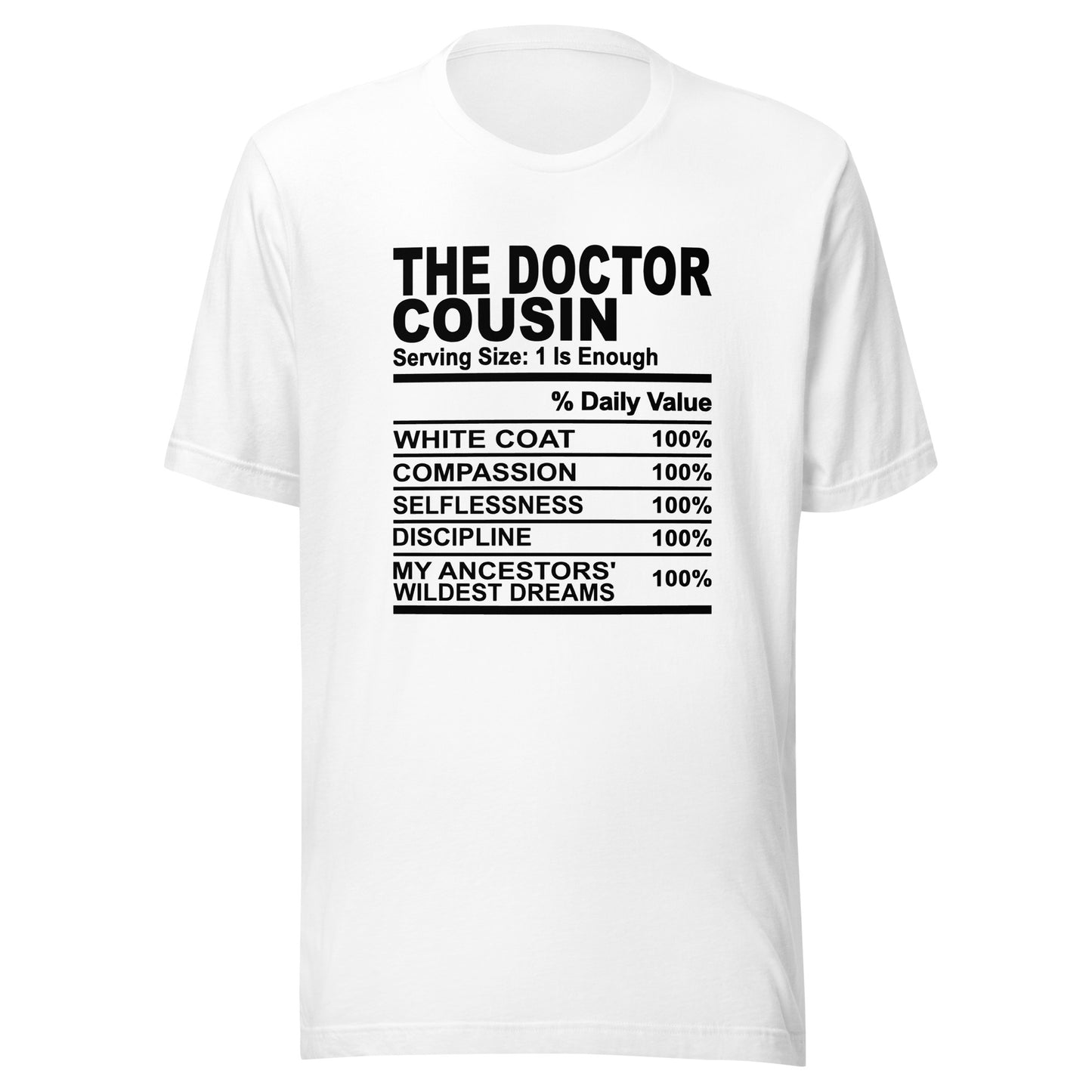 THE DOCTOR COUSIN - S-M - Unisex T-Shirt (black print)