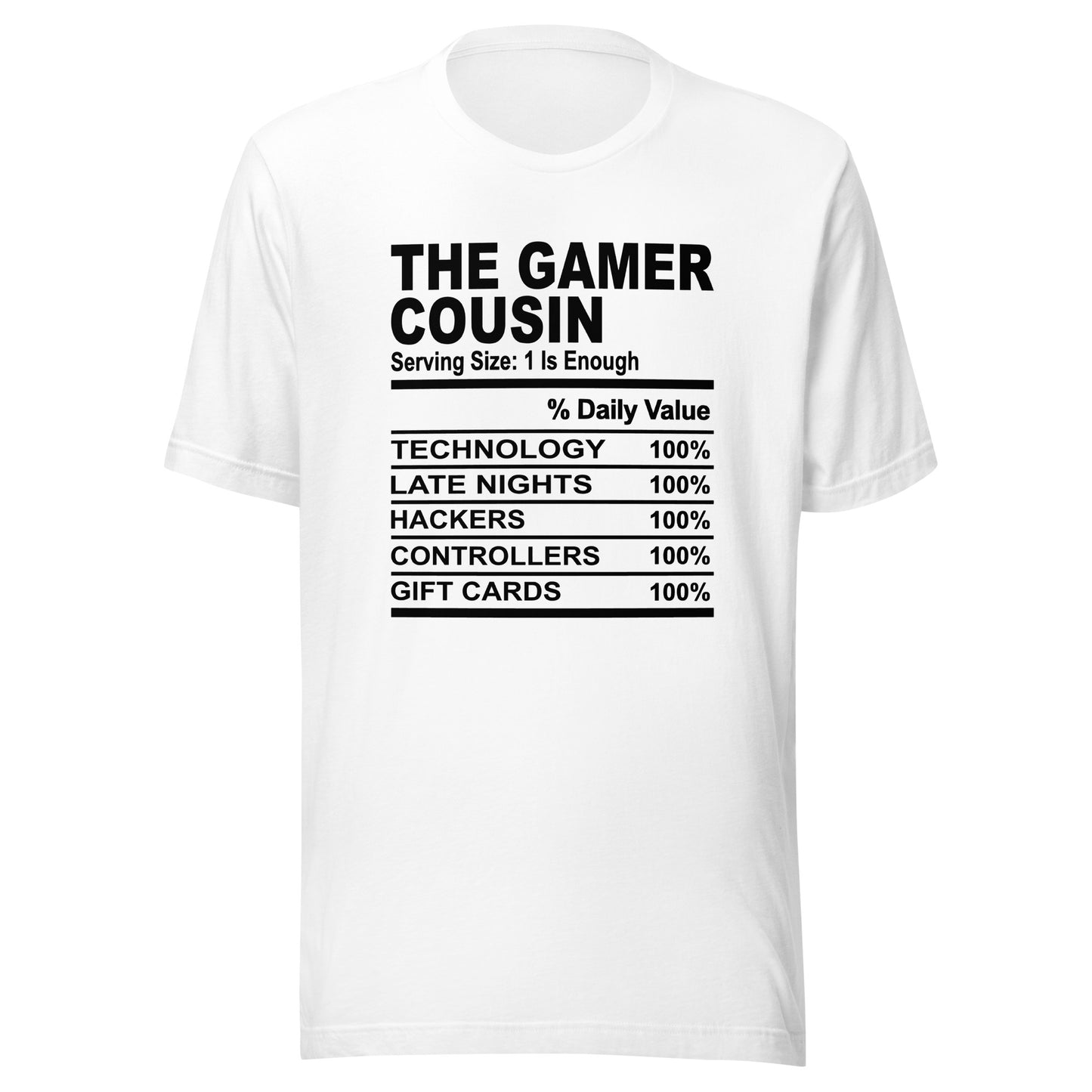 THE GAMER COUSIN - 2XL-3XL - Unisex T-Shirt (black print)