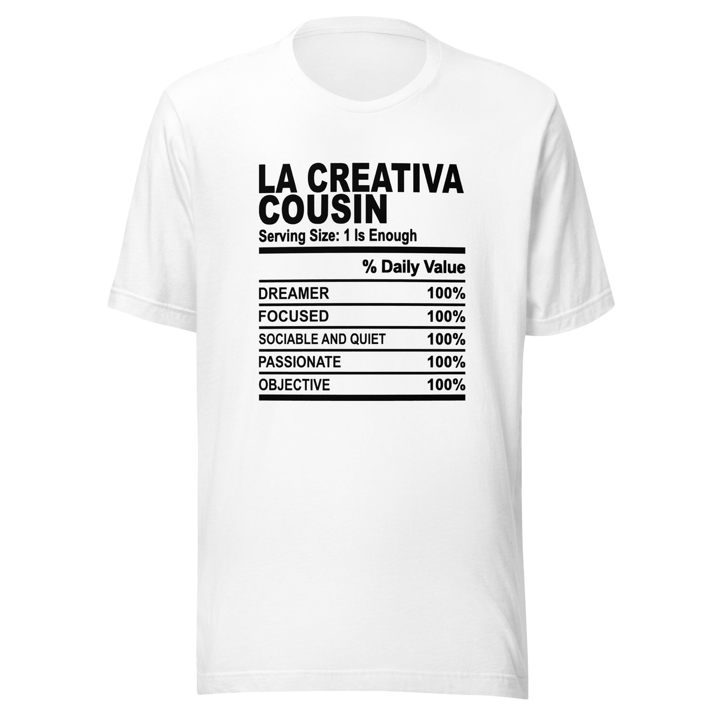 THE LA CREATIVA COUSIN - 2XL-3XL - Unisex T-Shirt (black print)