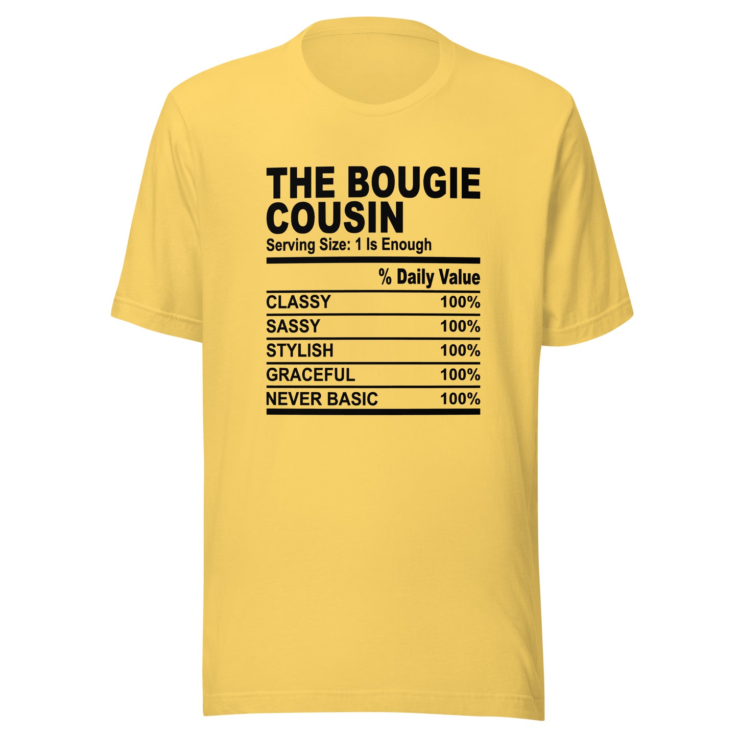 THE BOUGIE COUSIN - S-M - Unisex T-Shirt (black print)
