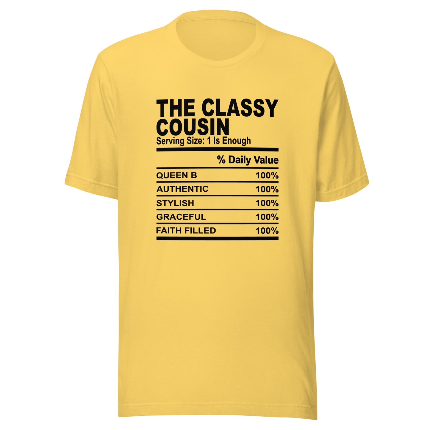 THE CLASSY COUSIN - L-XL - Unisex T-Shirt (black print)