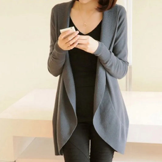 Scarf Collar Cardigan Women's Long Sleeve Sweater