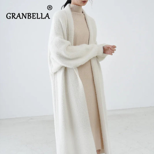 European Luxury Long Faux Mink Fur Cardigans  New 2022 X-long Hot fall  Winter Women's Sweaters Oversize Coats wholesale  Pull