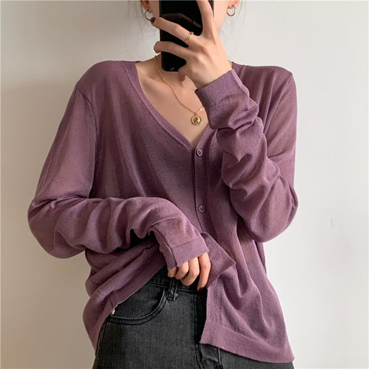 Women's V-Neck Cropped  Knitted Cardigan