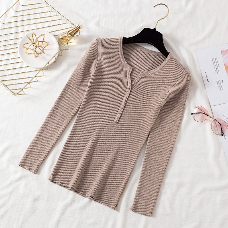 Tapered Fit V-Neck Women's Sweater