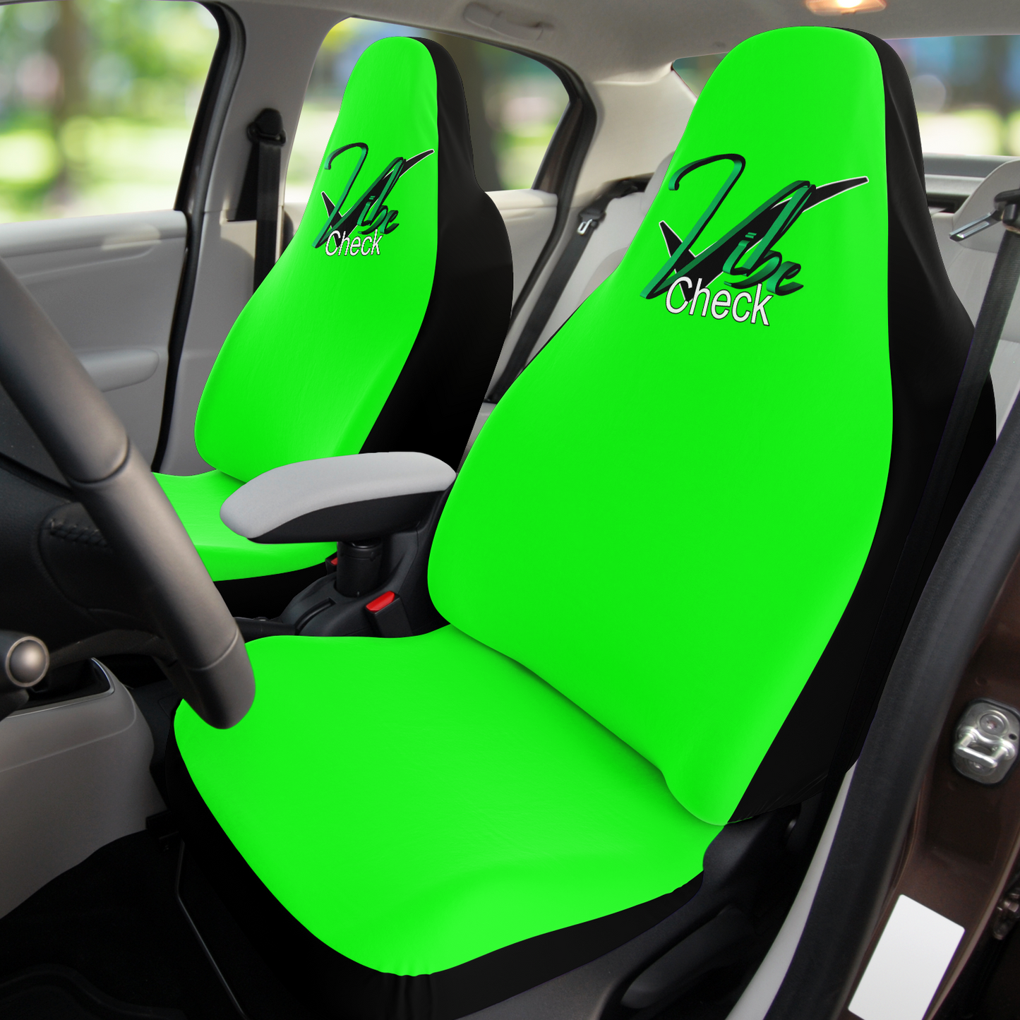 Vibe Check - Green and Black Outlined Green - Lime Green Background