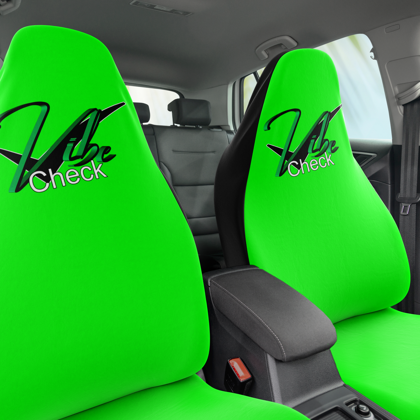 Vibe Check - Green and Black Outlined Green - Lime Green Background