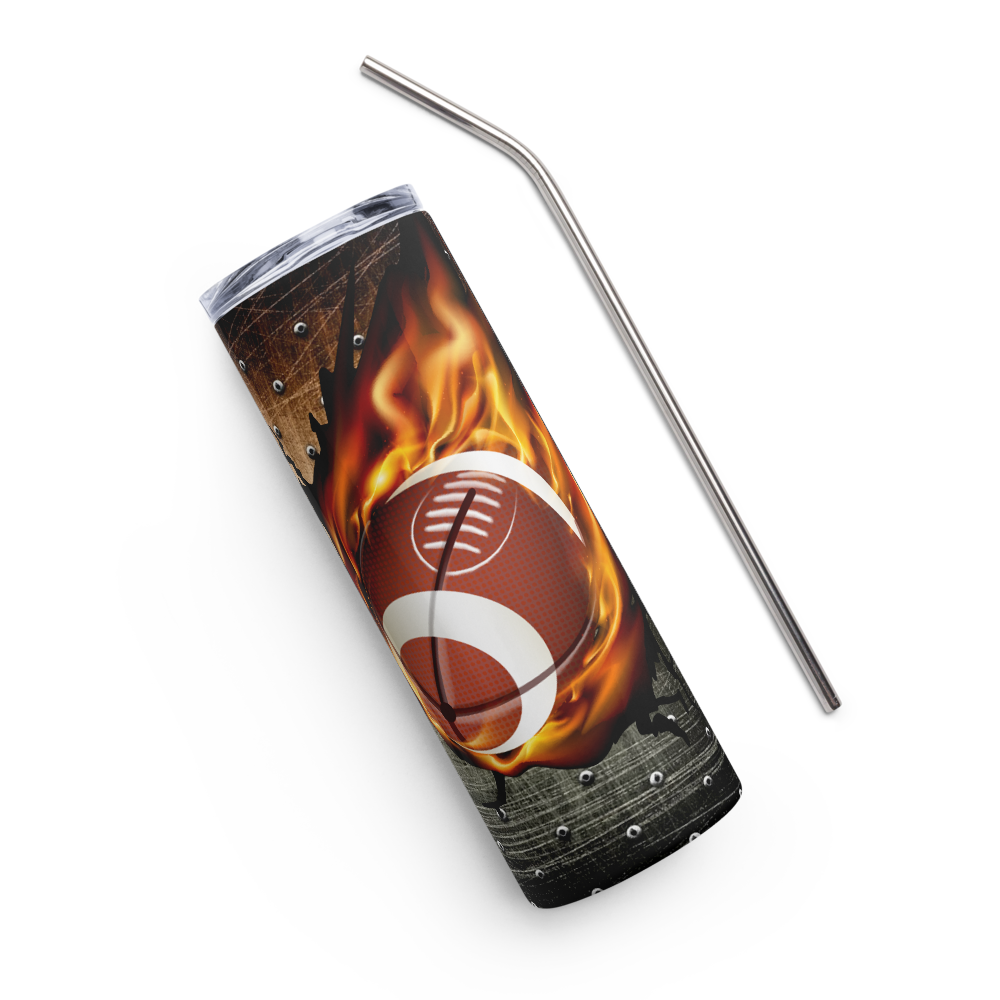 Stainless Steel Tumbler - FOOTBALL ON FIRE