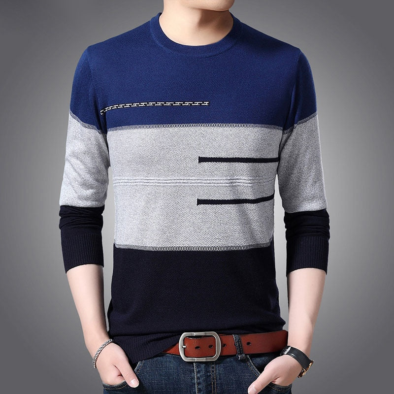 Men's Knitted Striped/Solid Sweater