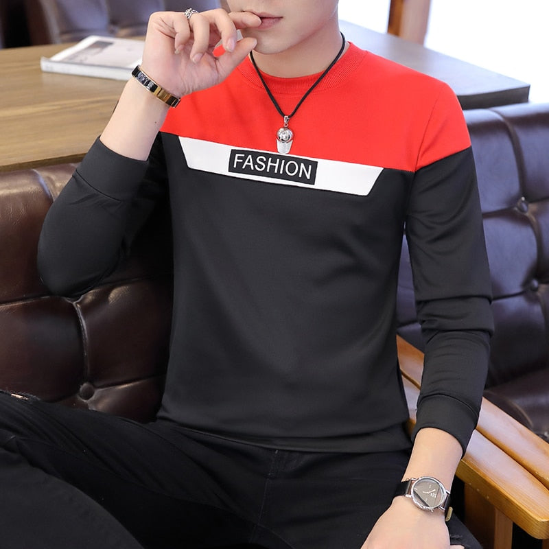 Sweaters male spring and autumn new men's long sleeves round collar bottom shirt Korean version slim T shirt students on clothin