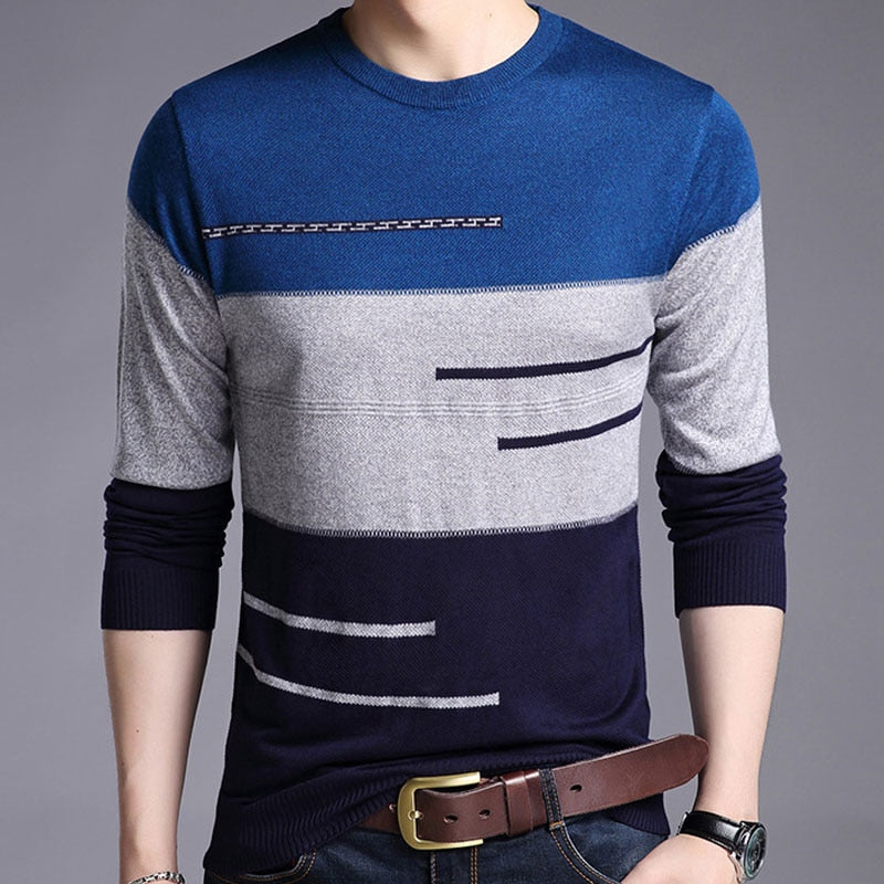 Men's Knitted Striped/Solid Sweater