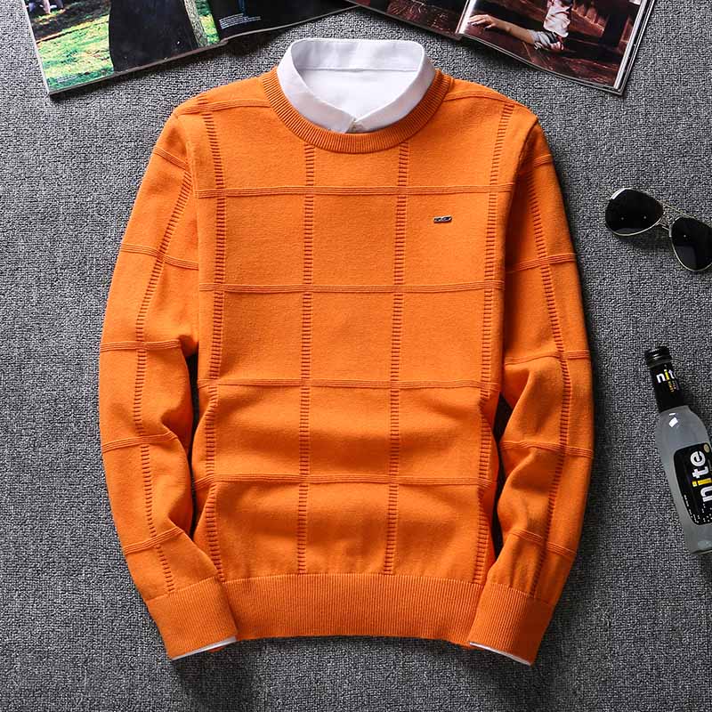 Solid Color Sweaters Men O Neck Pullover Men Long Sleeve Men's Sweater Casual Dress Male Brand Cashmere Check Knitwear Man Pull