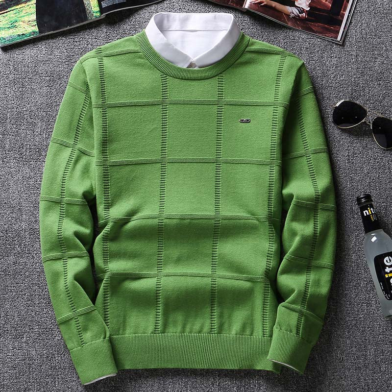 Solid Color Sweaters Men O Neck Pullover Men Long Sleeve Men's Sweater Casual Dress Male Brand Cashmere Check Knitwear Man Pull