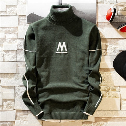NEW Autumn New Men's Turtleneck Sweaters Pullover Male Solid Color Slim Fit Turtleneck Sweater Tops Knitted Pullovers M-3XL
