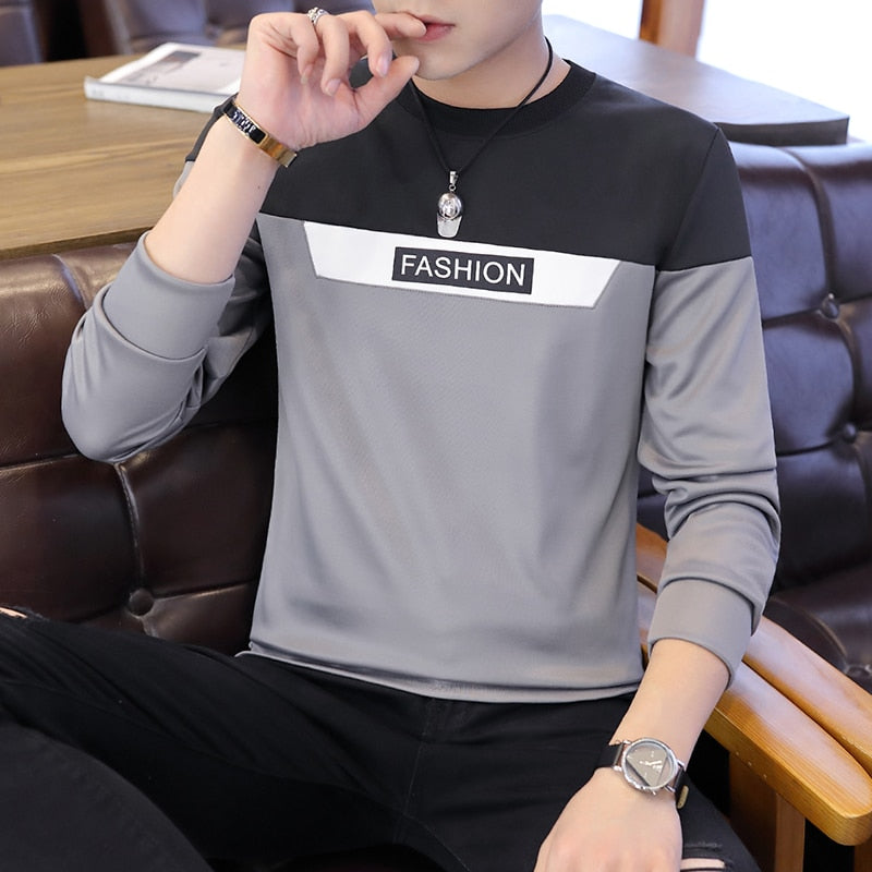 Sweaters male spring and autumn new men's long sleeves round collar bottom shirt Korean version slim T shirt students on clothin