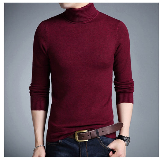 TFETTERS 2022 Slim Thickened Men's Base Coat Turtleneck Sweater Men Sweater Black Sweater Knitwear Long Sleeve Slim Sweaters