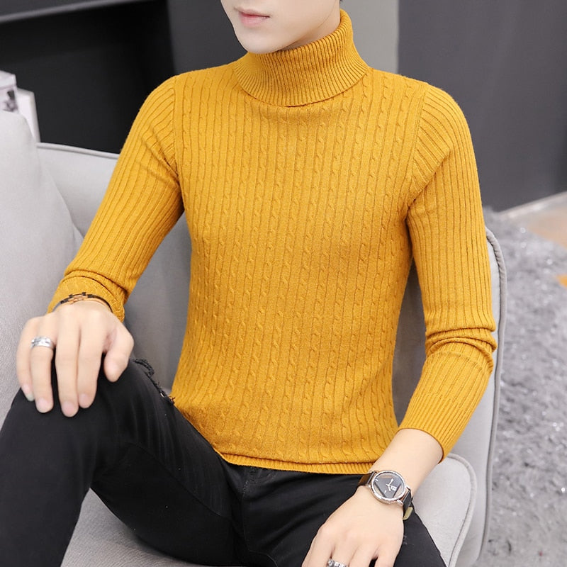 Men's Classic Korean Solid Color Turtleneck Sweater