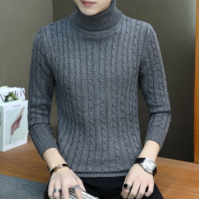 Men's Classic Korean Solid Color Turtleneck Sweater