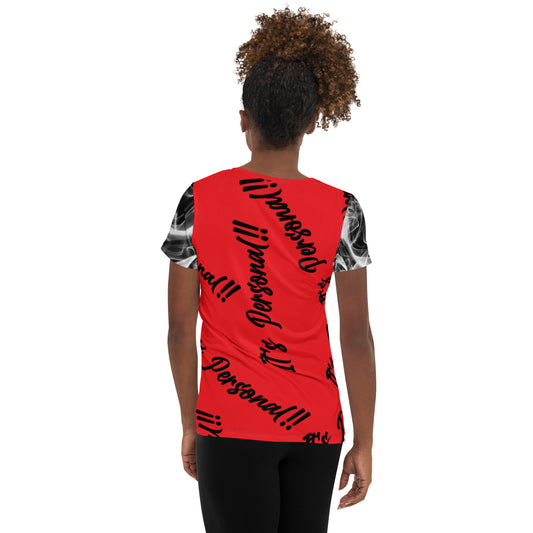 It's Personal  Red/Black Smoke Sleeves [All-Over Print Women's Athletic T-shirt]