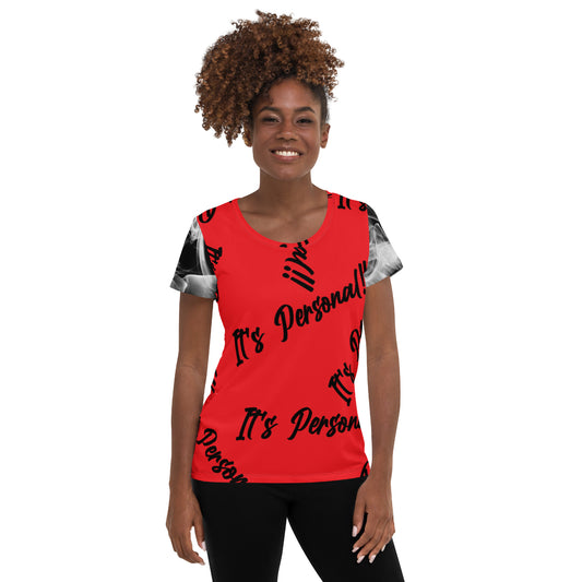 It's Personal  Red/Black Smoke Sleeves [All-Over Print Women's Athletic T-shirt]