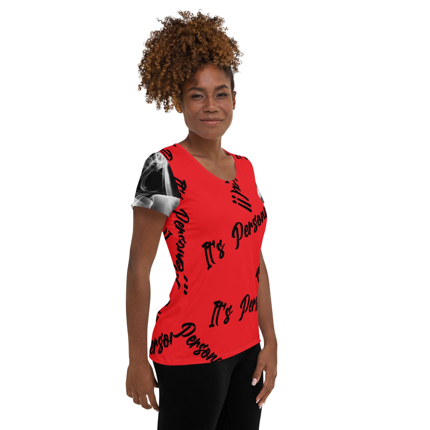 It's Personal  Red/Black Smoke Sleeves [All-Over Print Women's Athletic T-shirt]