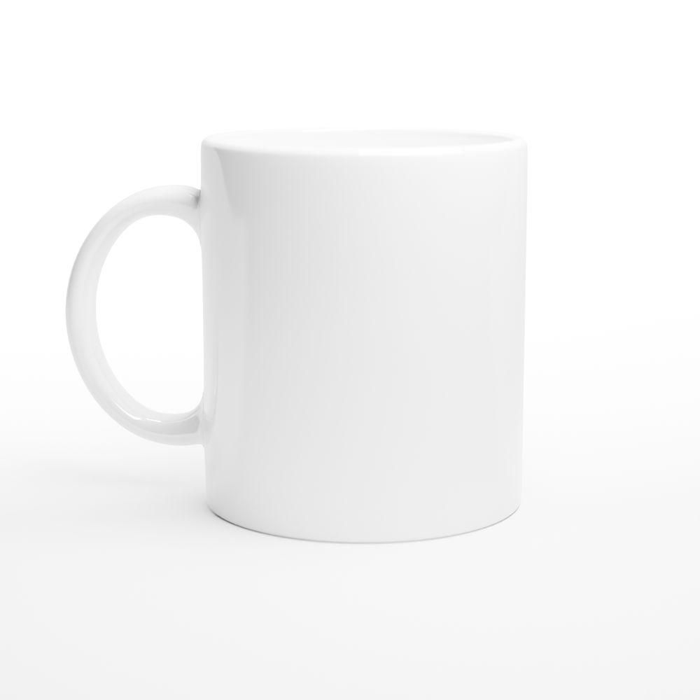 White 11oz Ceramic Mug - Text Only - Adding a background is optional (right side)