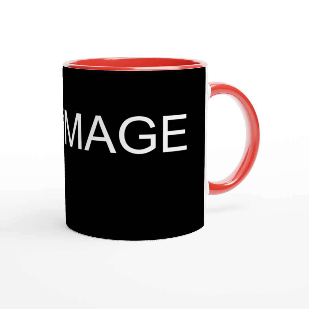 White 11oz Ceramic Mug with Colored Insides and Handle - Image Only - Image can be positioned left, right or centered