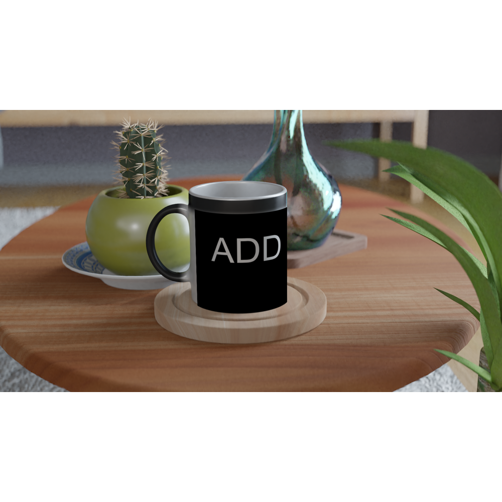 Magic 11oz Black Ceramic Mug - Image Reveal-  Image can be positioned left, right or centered - When a hot beverage is added, the mug reveals your beautiful artwork!
