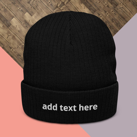 Ribbed Knitted Beanie [customizable text]