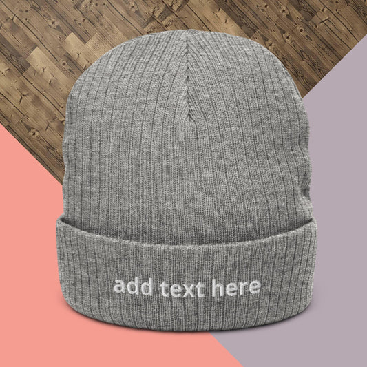 Ribbed Knitted Beanie [customizable text]