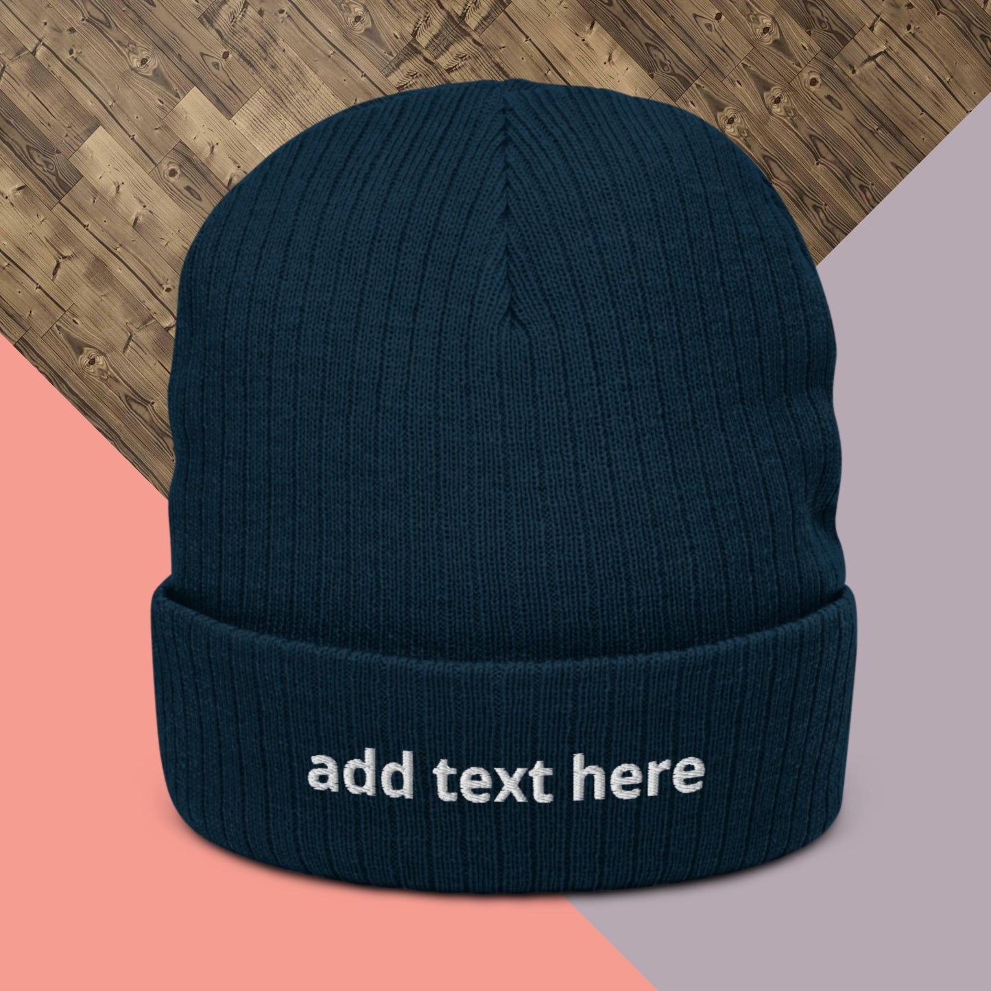 Ribbed Knitted Beanie [customizable text]
