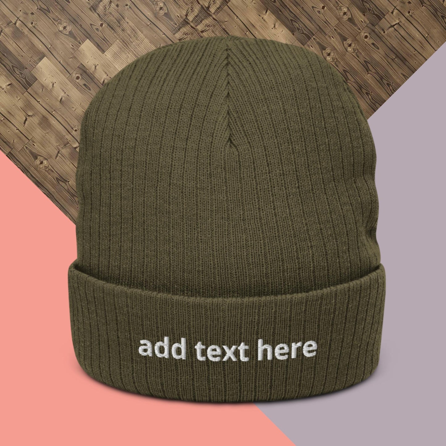 Ribbed Knitted Beanie [customizable text]