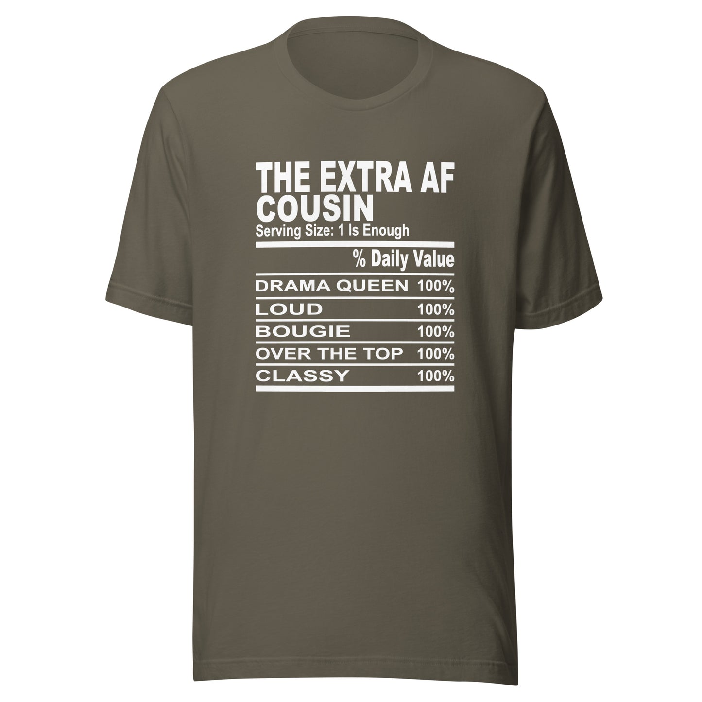 THE EXTRA AF COUSIN - L-XL - Unisex T-Shirt (white print)