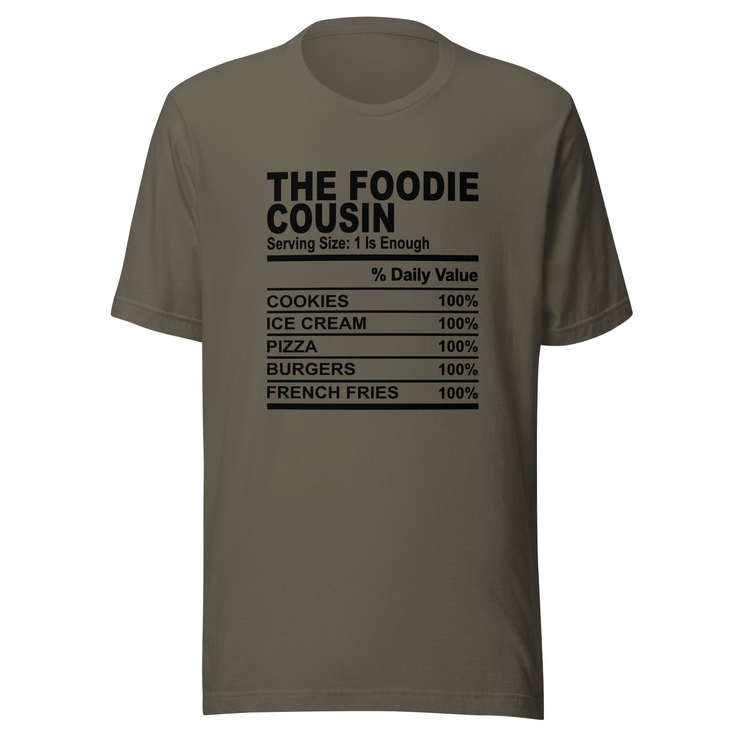 THE FOODIE COUSIN - 2XL-3XL - Unisex T-Shirt (black print)