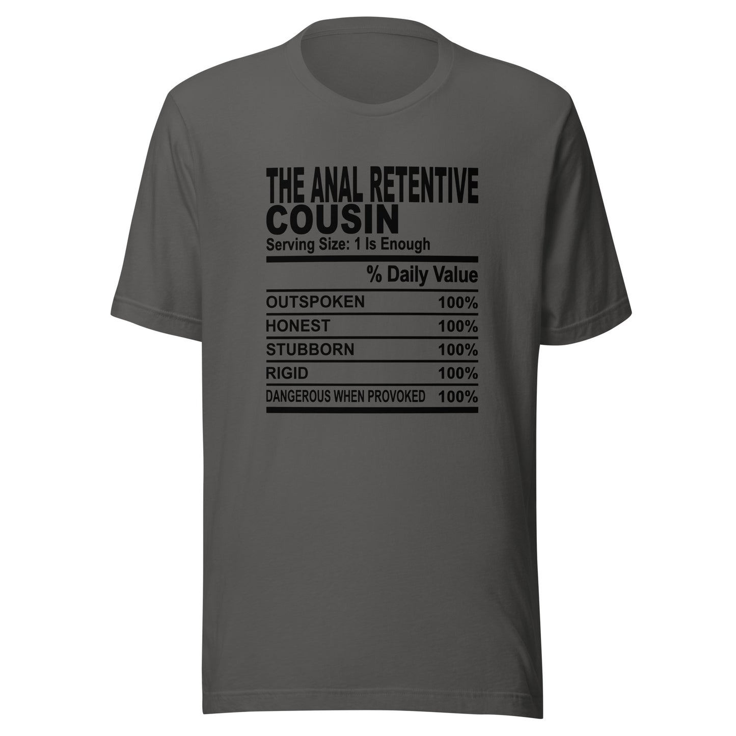 THE ANAL RETENTIVE COUSIN - L-XL - Unisex T-Shirt (black print)