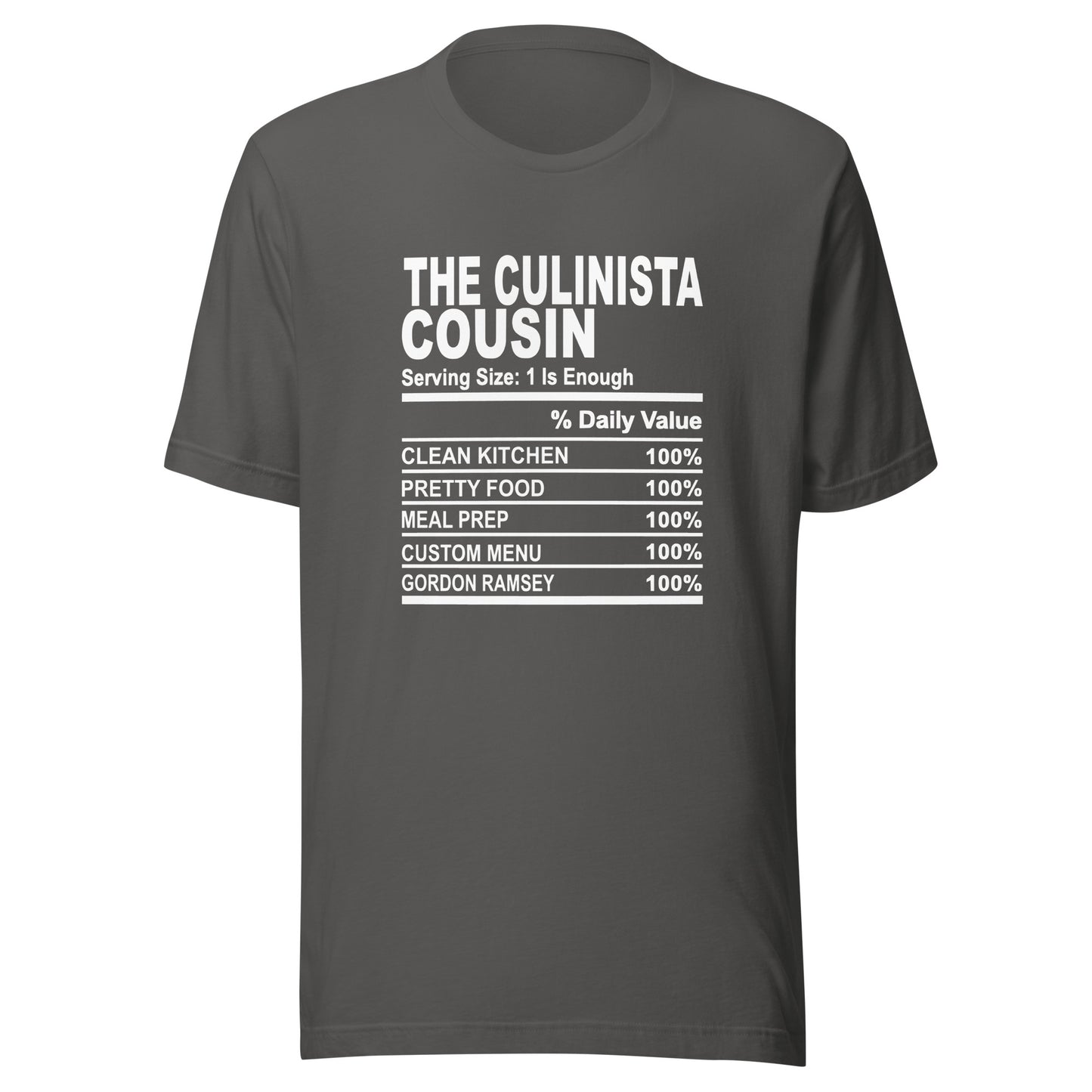 THE CULINISTA  COUSIN - L-XL - Unisex T-Shirt (white print)
