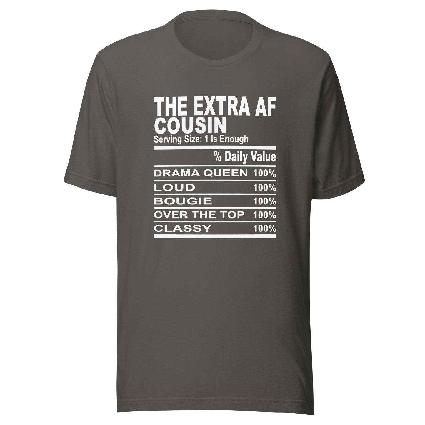 THE EXTRA AF COUSIN - 2XL-3XL - Unisex T-Shirt (white print)