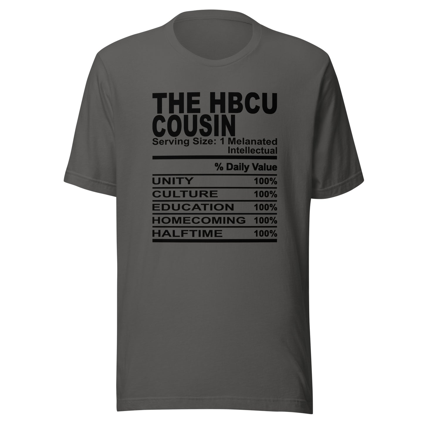 THE HBCU COUSIN - L-XL - Unisex T-Shirt (black print)