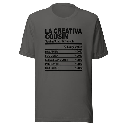 THE LA CREATIVA COUSIN - S-M - Unisex T-Shirt (black print)