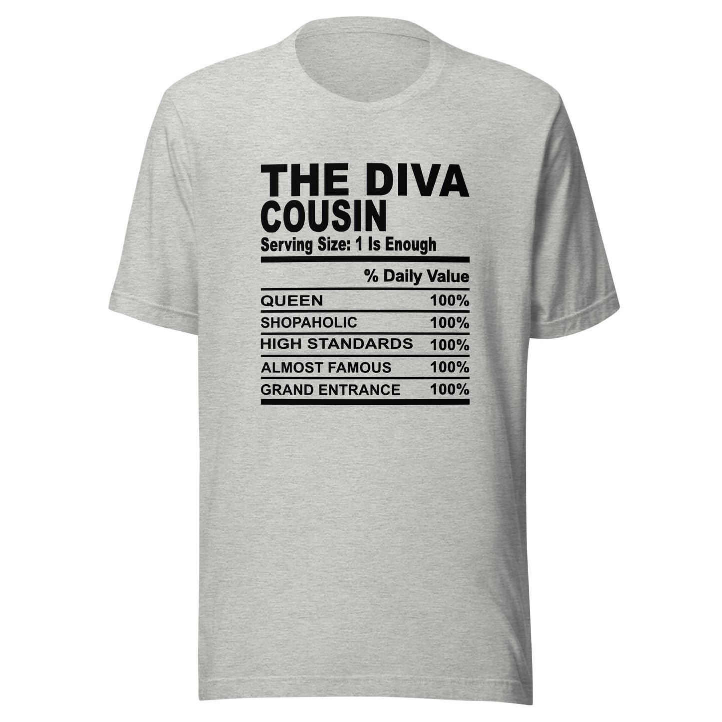 THE DIVA COUSIN - 2XL-3XL - Unisex T-Shirt (black print)