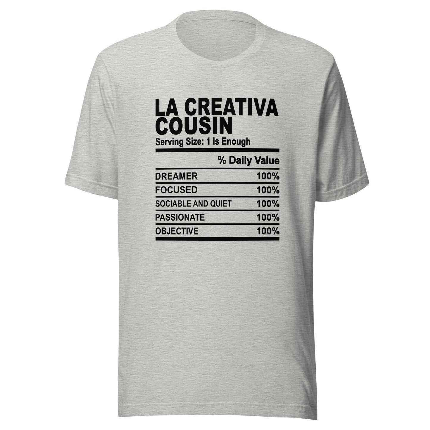 THE LA CREATIVA COUSIN - 2XL-3XL - Unisex T-Shirt (black print)