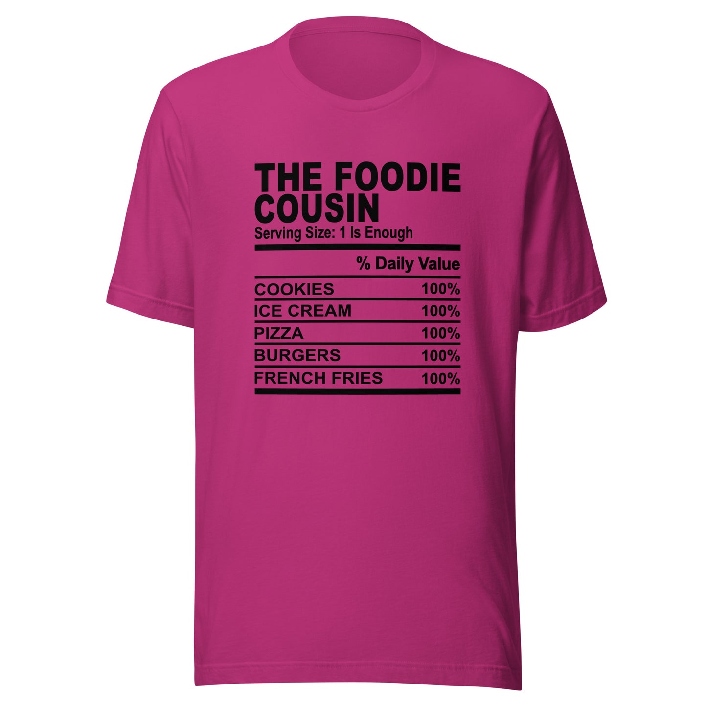 THE FOODIE COUSIN - L-XL - Unisex T-Shirt (black print)