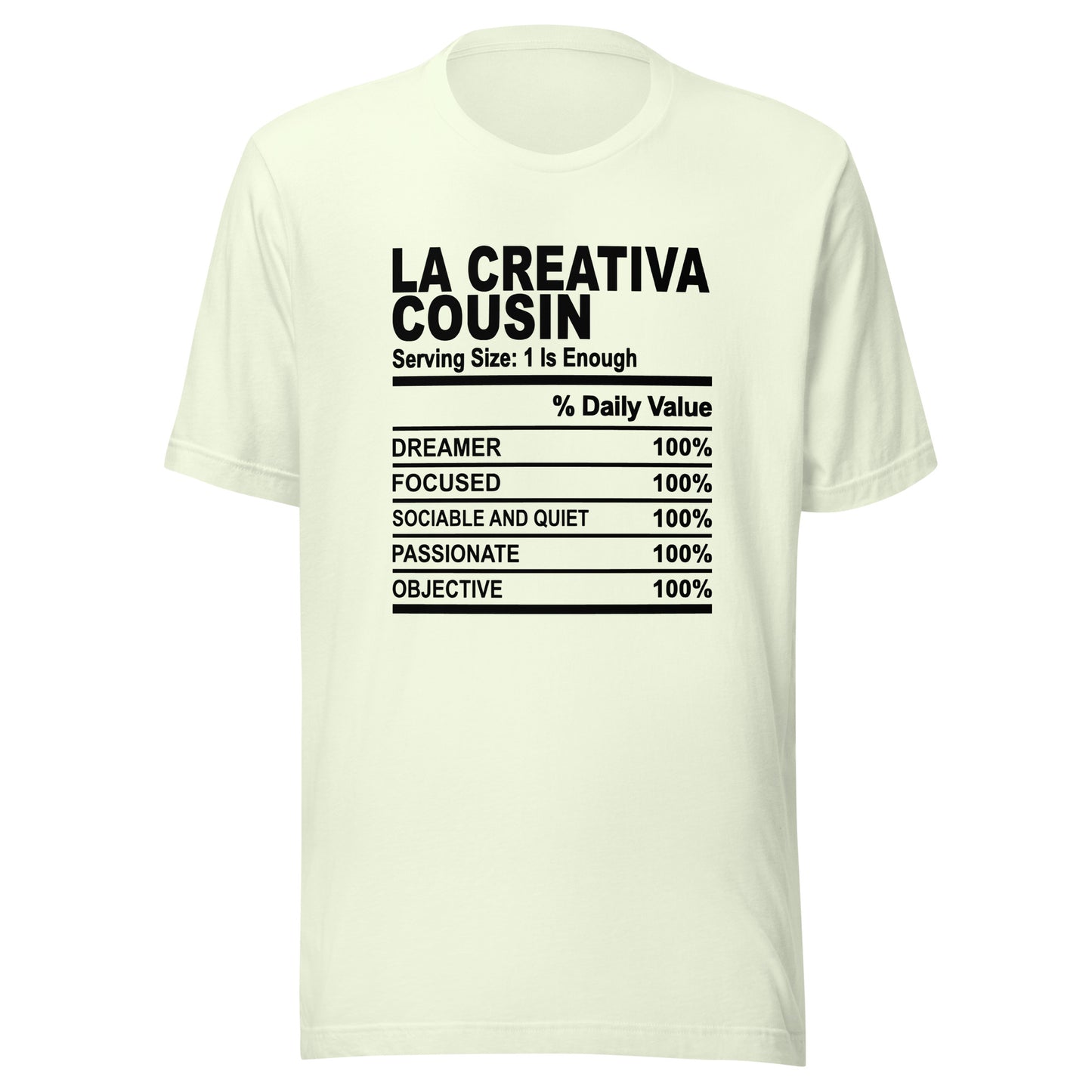 THE LA CREATIVA COUSIN - S-M - Unisex T-Shirt (black print)